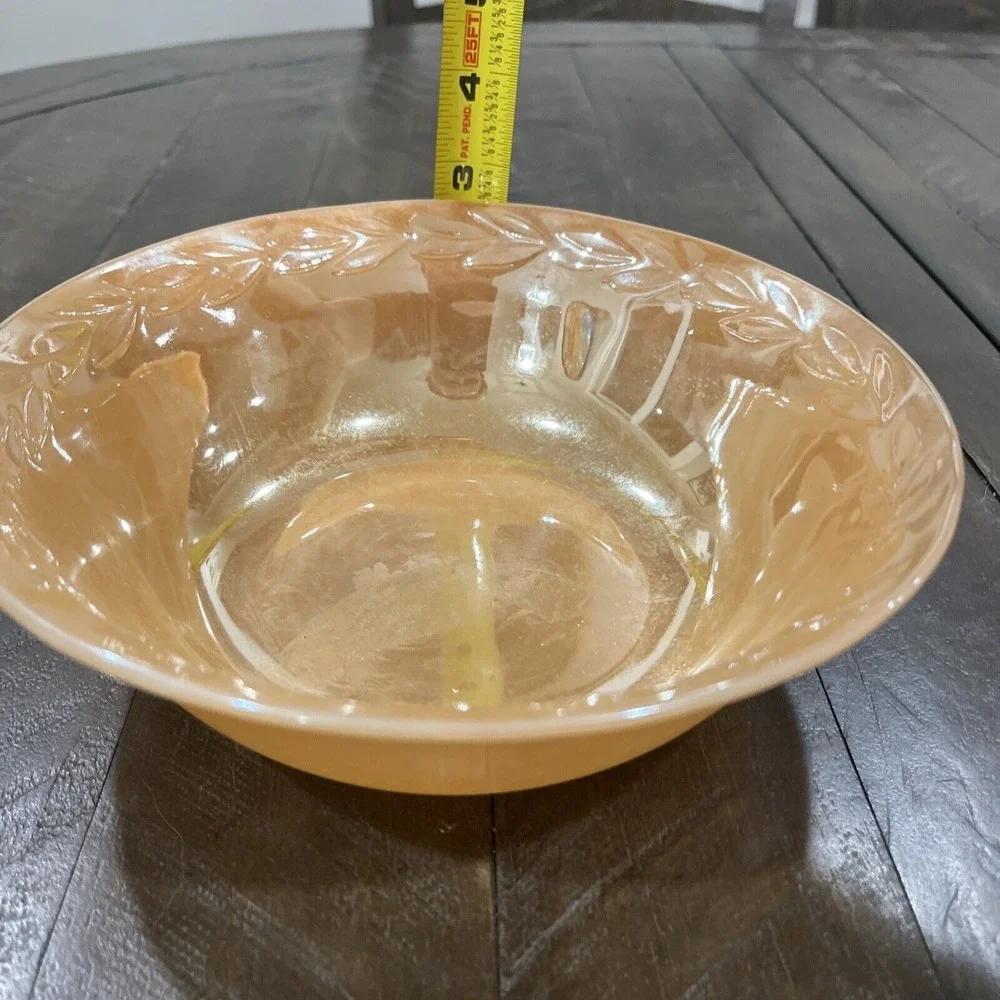Fire‎ King Peach Luster Ware Laurel Leaf Serving Bowl 8